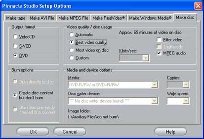 pinnacle studio 9 failed to create disk